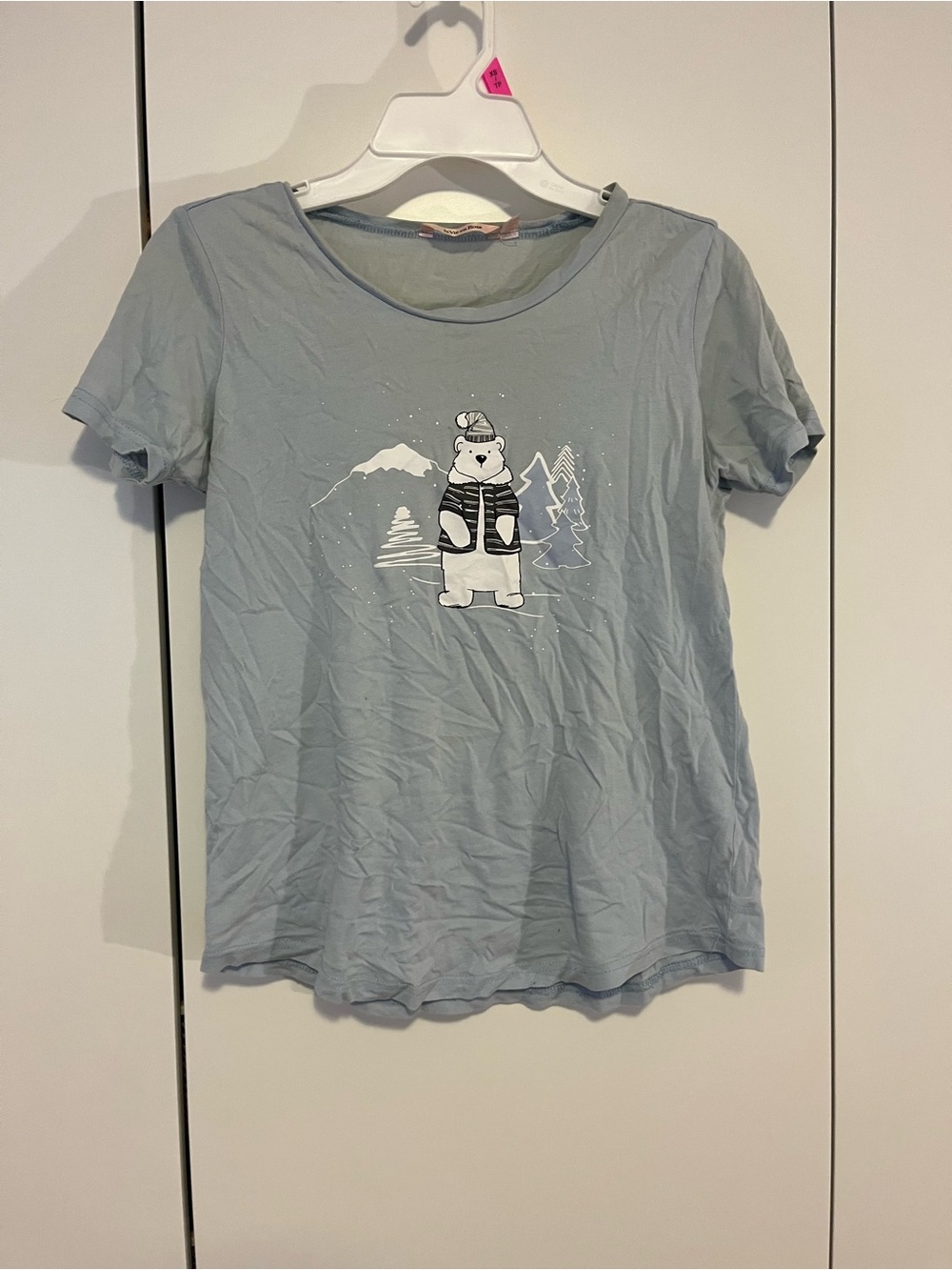 La Vie En Rose Light Blue Graphic Tee with Polar Bear